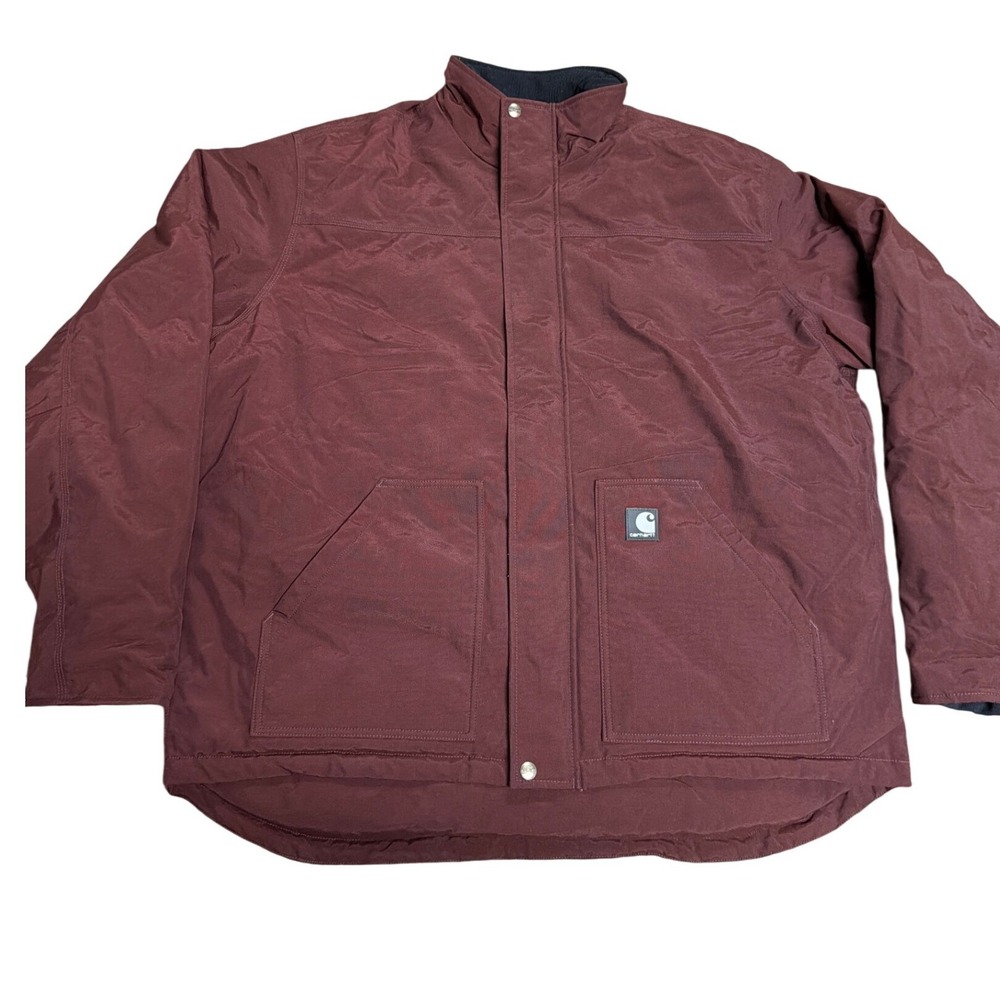 Carhartt J174 RDW Work Jacket Men XL Tall Burgundy Maroon Nylon Quilted Lined